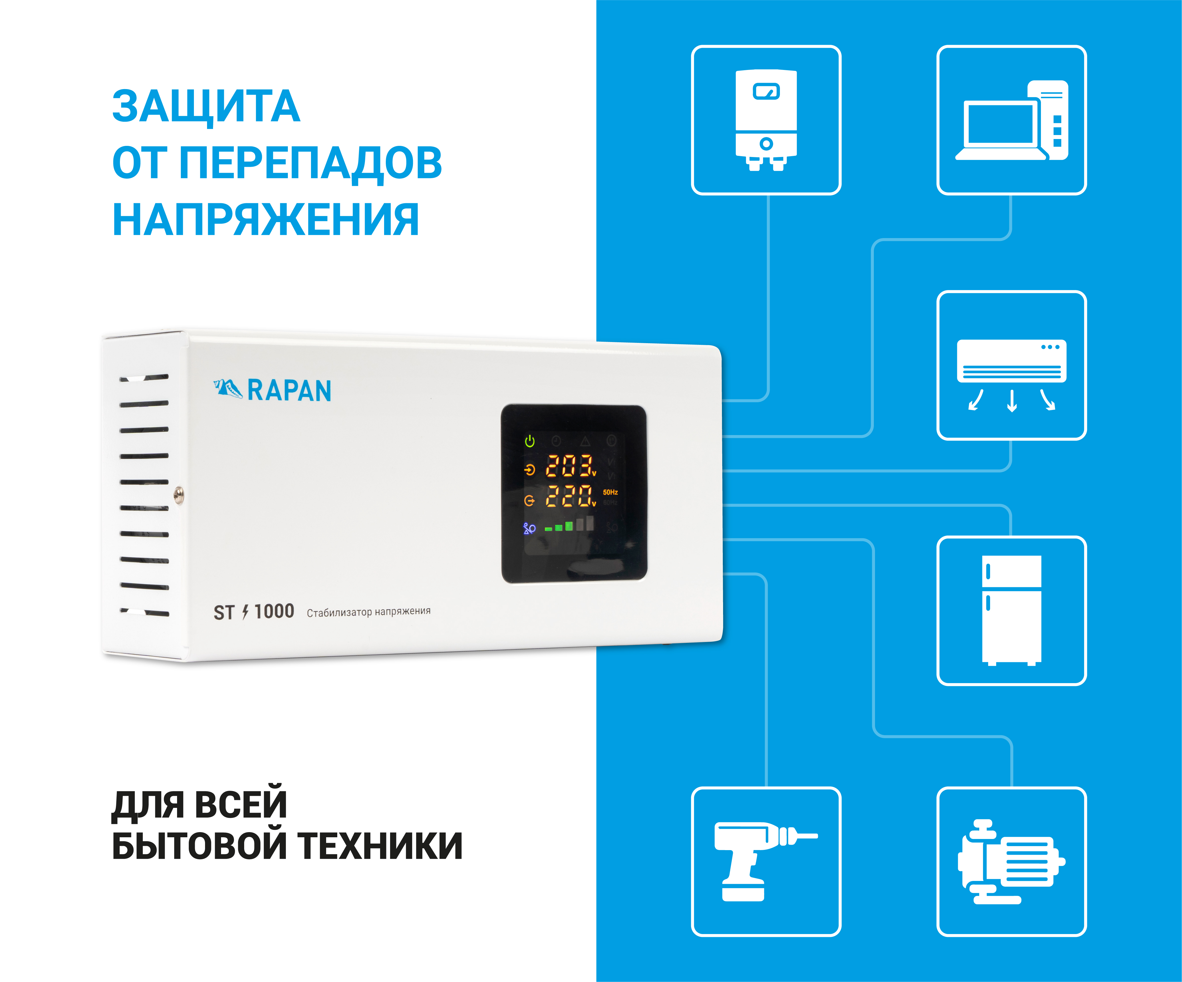 Cтабилизатор напряжения RAPAN ST-1000